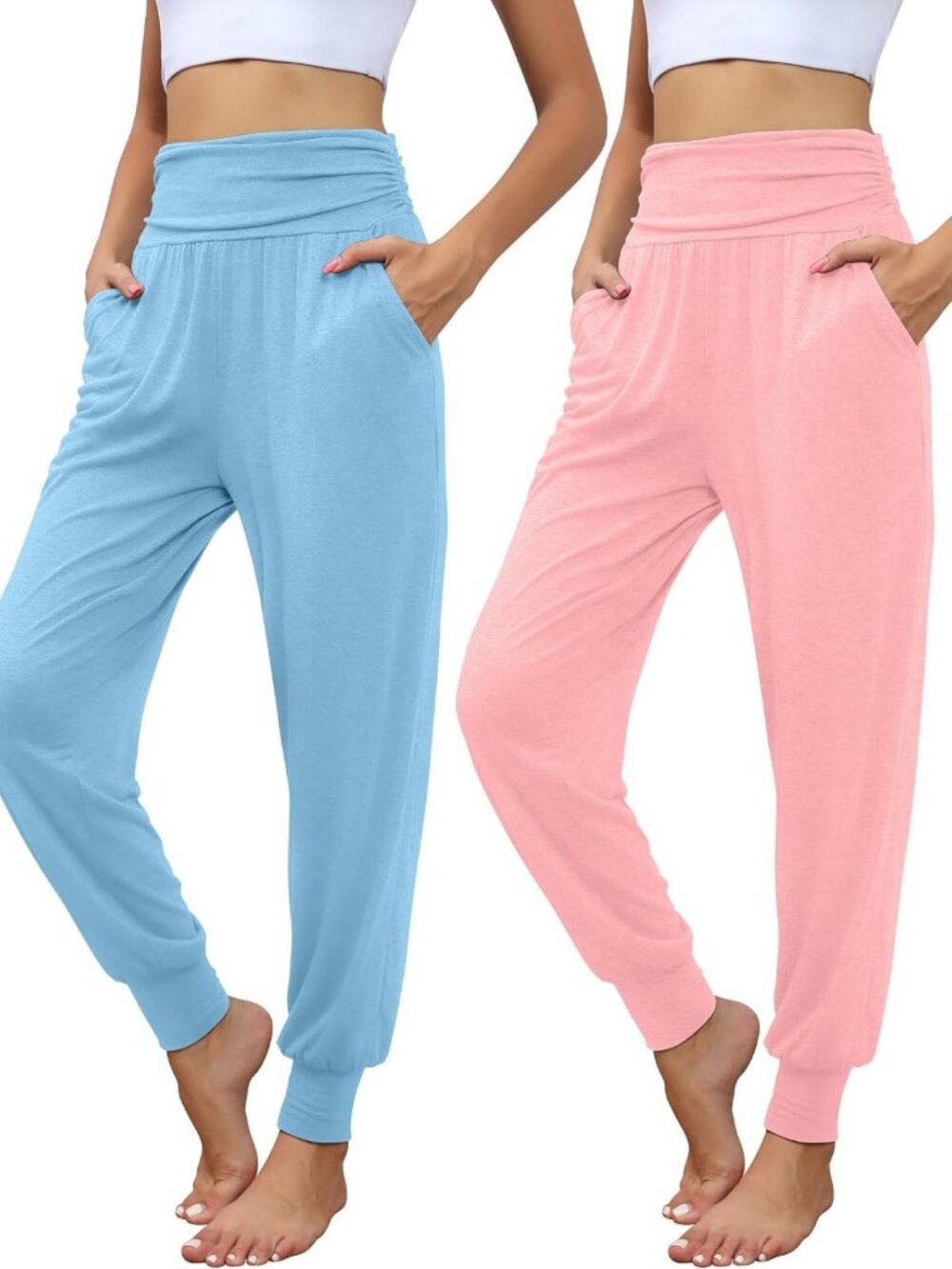 2 Pack Women's Yoga Pants with Pockets - Comfortable Activewear for Fitness